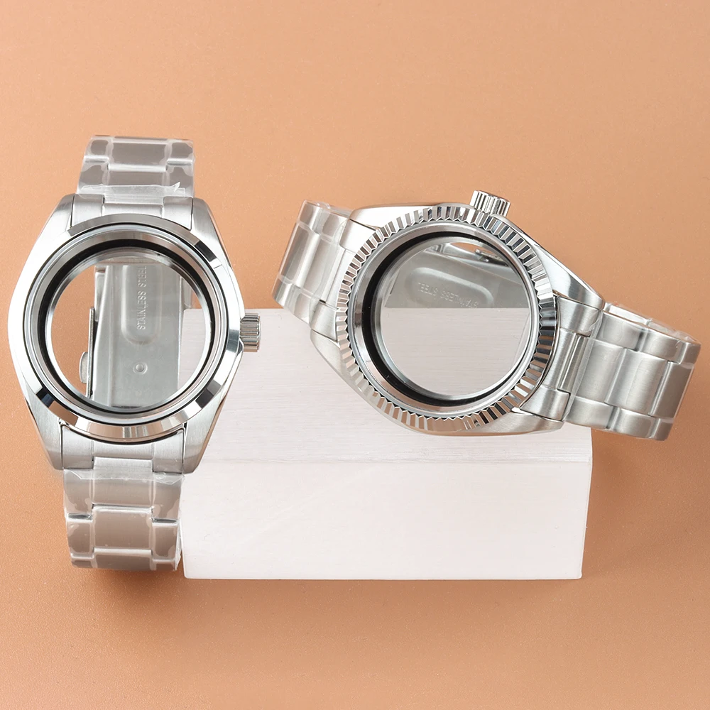 

Sapphire glass 38mm NH35 4R Watch Case Brushed oyster strap Stainless Steel Fit Seamaster nh35 nh36 4r 7s Movement 31mm Dial