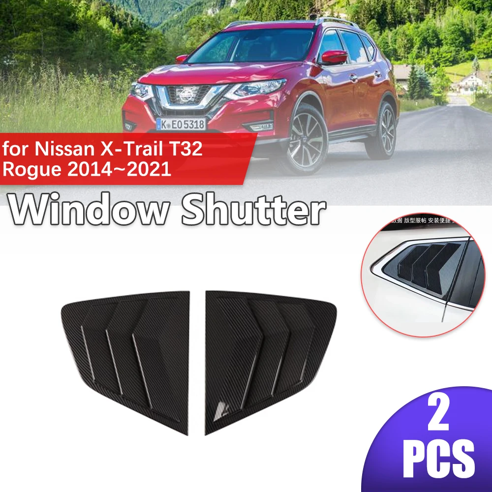 2pcs Car Shutter for Nissan X-Trail T32 Rogue 2014~2021 Rear Side Window ABS Louvers Racing Style Triangular Sticker Accessories