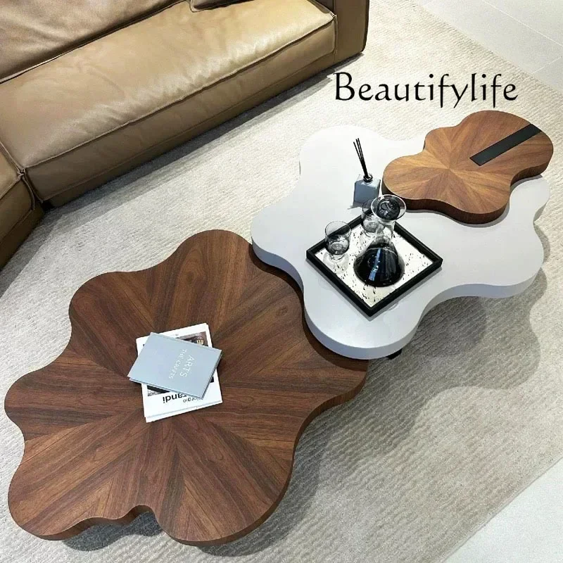 

Modern simple cloud solid wood coffee table combination living room home irregular designer high-end tea table