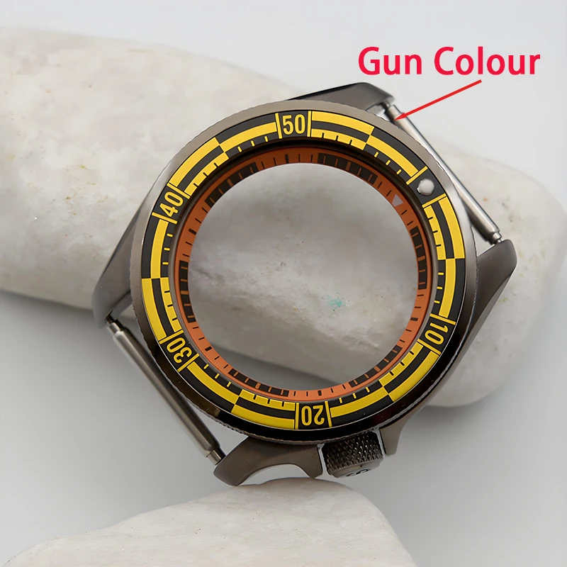 Gun Grey Colour Men's Watch Case Gun Bracelet Fit NH34 NH35 NH36 Sapphire Glass 200M Waterproof Design SKX007 SKX009 Watch Case