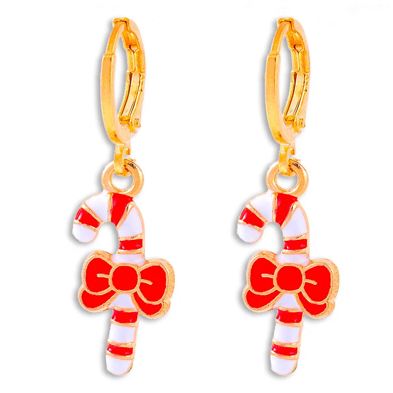 Colorful Women's Girls Enamel Deer Earrings Cute Christmas Tree Santa Snowflake Dangle Earrings New Year Jewelry Gift Wholesale