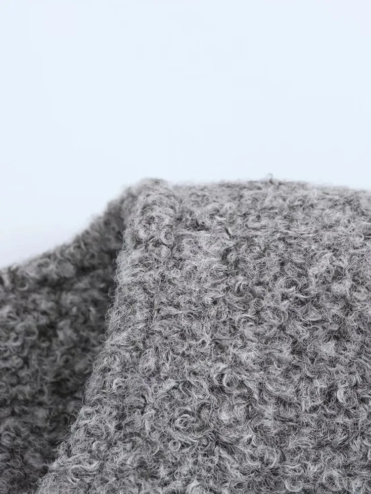 Damska Jesienno-Zimowa Nowa Elegancka Jednorzędowa Teksturowana Kurtka Krótka z Długim Rękawem, Dekoltem O-Neck, Kieszeniami z Klapami, Ozdobna, Top Mujer