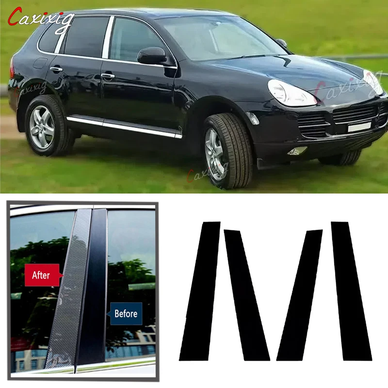 Car Pillar Posts for Porsche Cayenne 9PA Chassis E1 2003 2004-2006 2007 2008 2009 2010 Door Window Trim Stickers Auto Styling