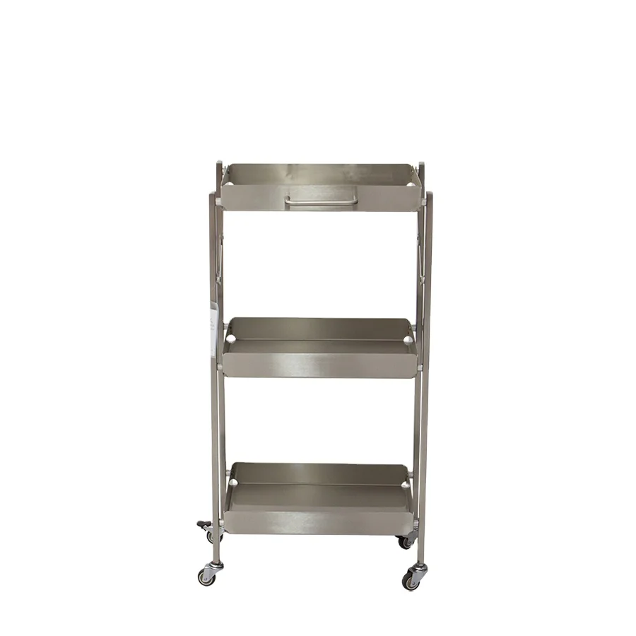 Salon Stainless Steel Trolley Cart Trolley  Foldable Trolley Cart