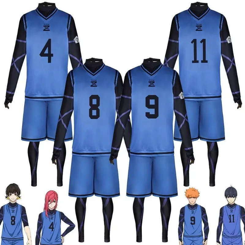 

Anime Blue Lock Bachira Meguru Cosplay Kostüm Fußball Jersey Sportswear Blaue Uniform Anime B-E-CK Jerusey Fo-o-t Bestrafung