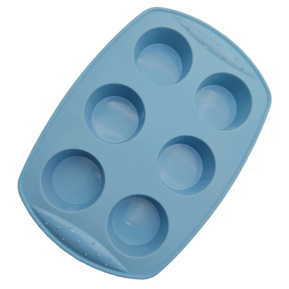 6 Hole Circular Muffin Cup Silicone Cake Mold Rice Cake Pudding Chocolate Mousse Dessert Mould Aromatherapy Candle Making Tools