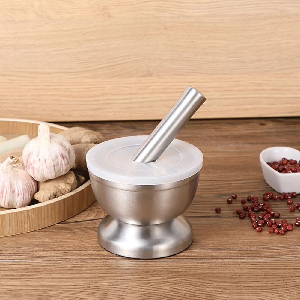 Stainless Steel Mortar Pestle Mixing Grinding Bowl Set Food Safe Manual Garlic Grinding Bowl Kitchen Supply