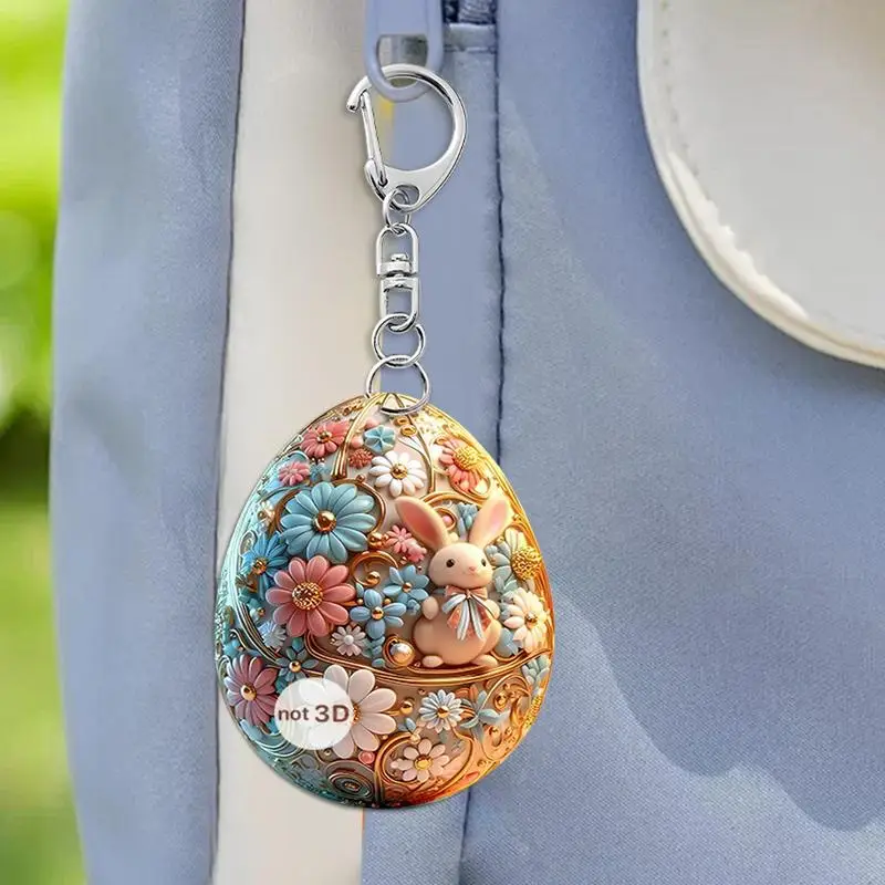 Easter Egg Key Chain Bunny Design Keychain For Kids Hanging Ornaments Car Interior Rearview Mirror Acrylic Decorative Pendent