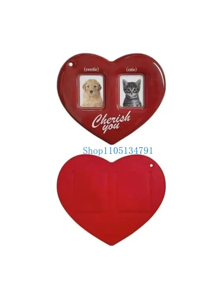 

98km Red Heart Couple Photo Keychain Photo Protective Cover Kpop Idol Photocard