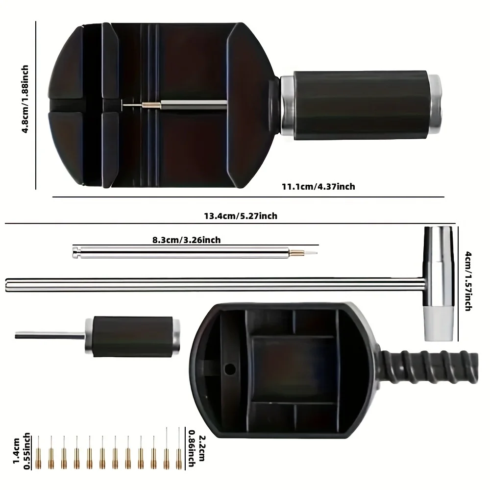 16pcs Professional Watch Repair Kit with Adjuster Hammer,Case Opener,Cloth&Needles for Watchmaker Maintenance-Portable Tool Set