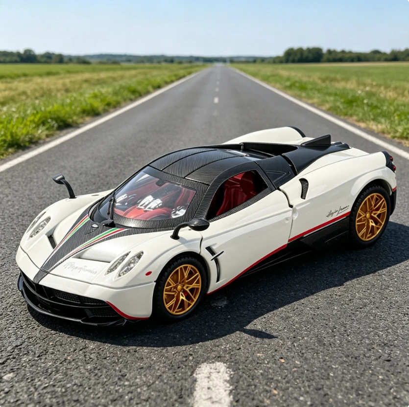 1 24 China Dragon Diecast Sports Car Remote Control Sound Light Pull Back Detailed Rubber Tires Desktop Collectible Toy