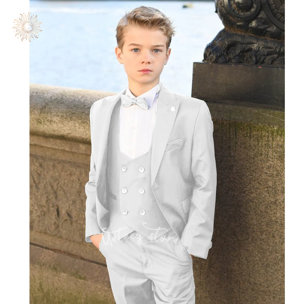 Boy's 3pcs Formal Suits Slim Fit Boys Suit Set Dresswear Ring Bearer Outfit Kids Wedding Dress Clothes