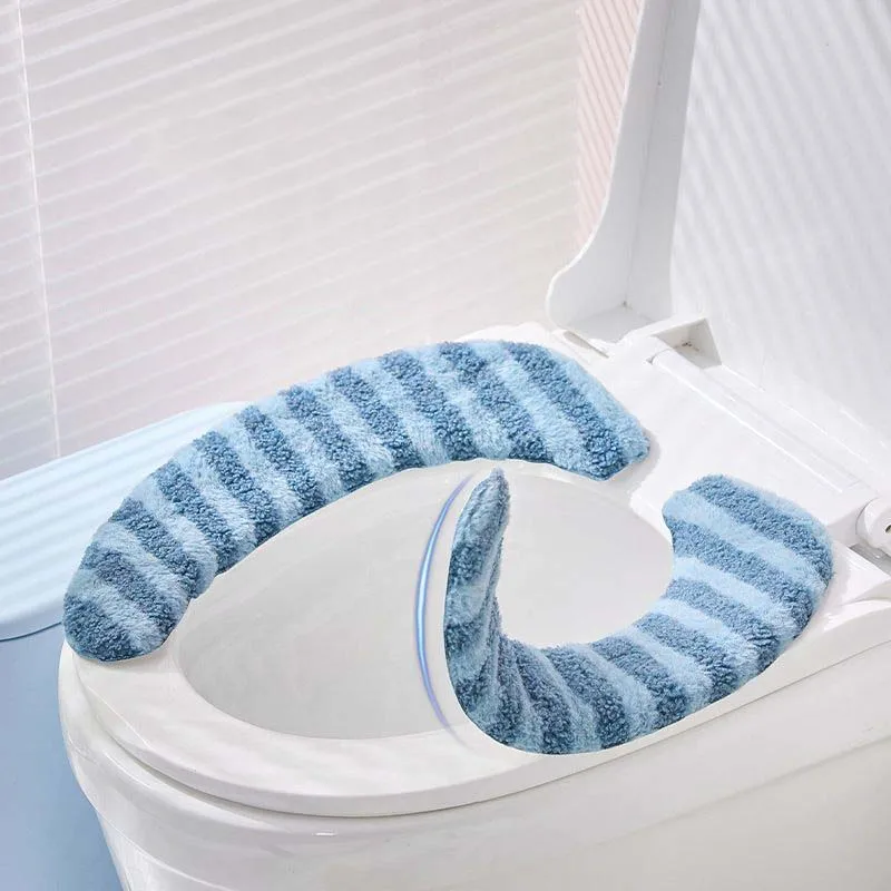 Winter Warm Ultra Soft Sticky Toilet Seat Covers Reusable Household Universal Closestool Mats Home Decor Antibacterial WC Pads