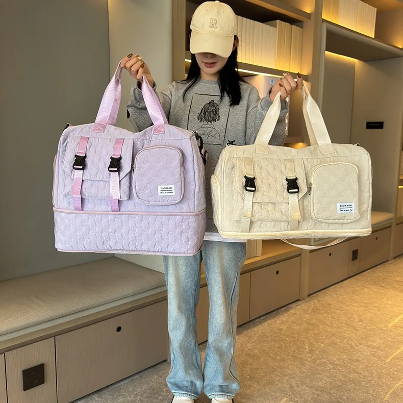 

Роскошная большая сумка для женщин, большая вместительная дорожная сумка Оксфорд с разделением для влажной и сухой уборки, расширяемая дизайнерская сумка для коротких поездок