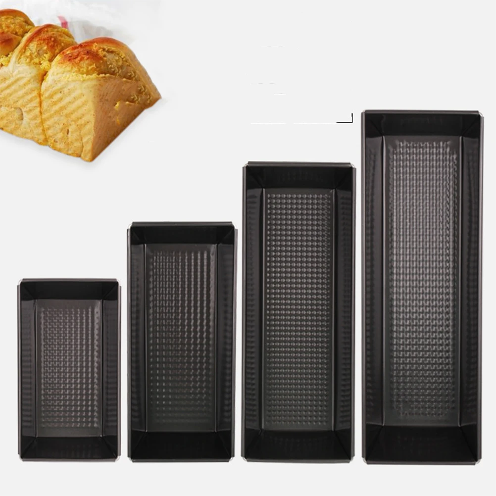 

4pcs Bread Cake Mold Non-Stick Baking Pan Set Heavy Carbon Steel Easy Clean Household Bakeware For Cake Bread Toast Making Black