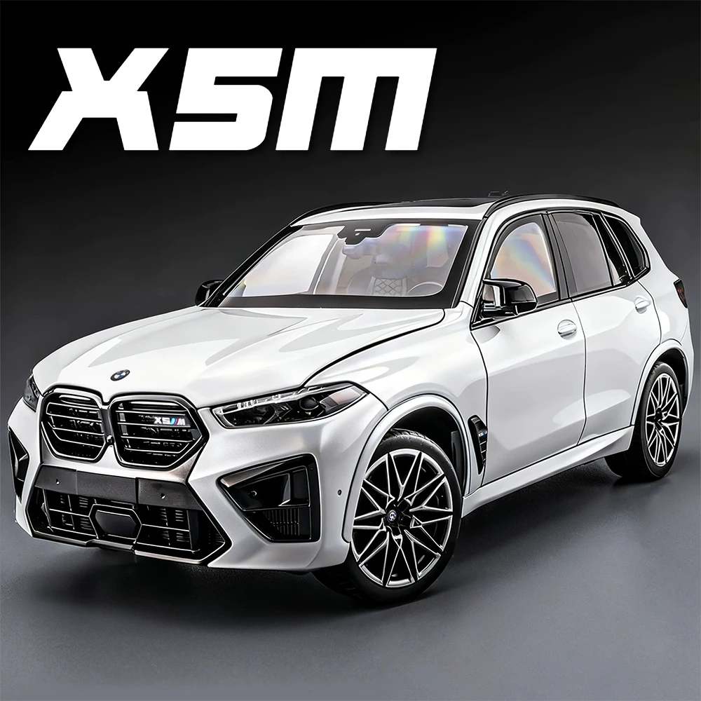 Large 1:18 X5M 530LI Car Model Toy Slide Forward Metal Die-cast Vehicle Foldable Rearview Mirror Models Boys Festival Presents