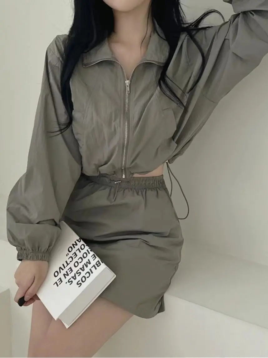 

Модный комплект из пальто с длинными рукавами и юбки с высокой талией для женщин, повседневный свободный крой, весенний сезон, стиль East Gate Fashion