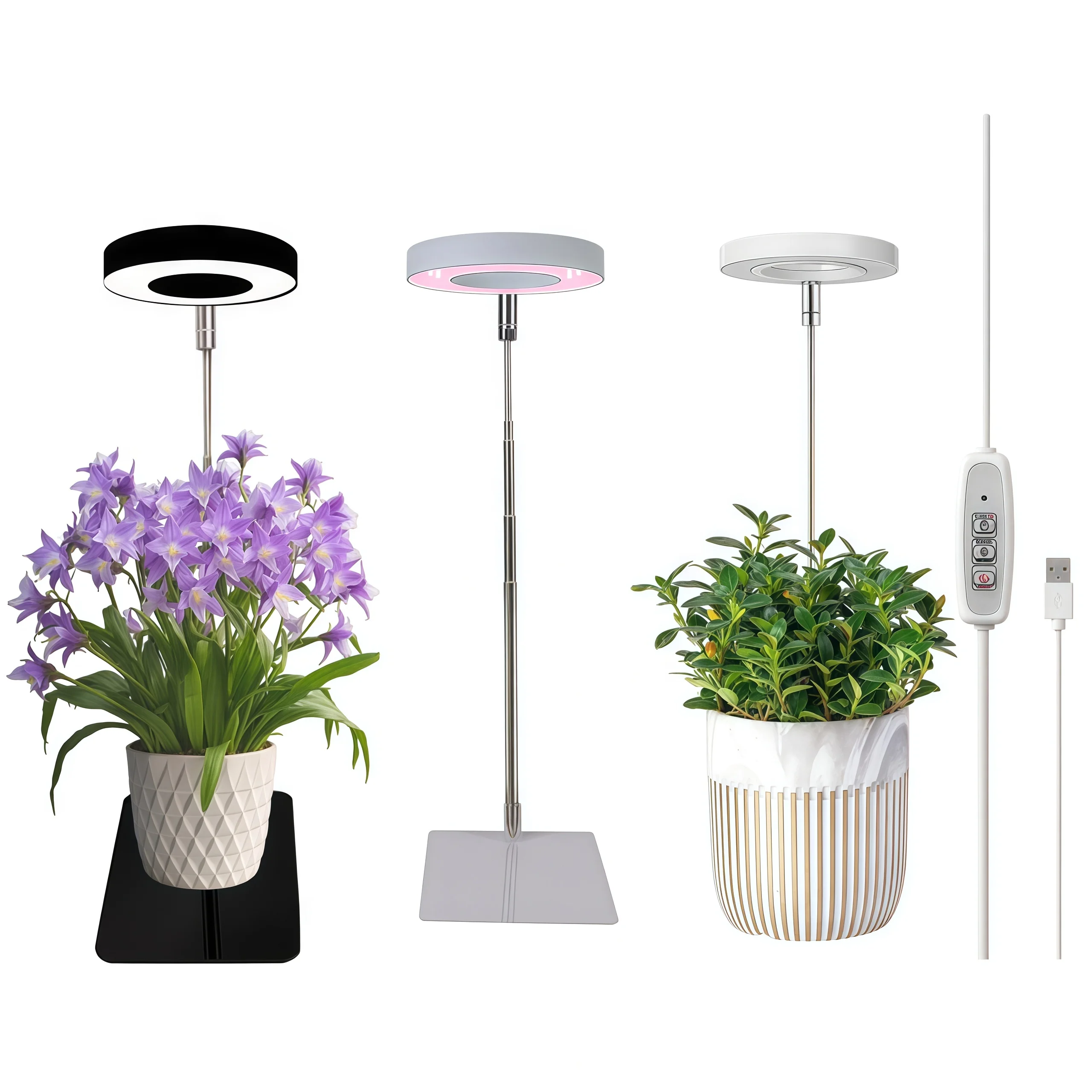 Lámpara LED de espectro completo para cultivo de plantas en interiores con temporizador y función de atenuación, fuente de luz suplementaria extensible, para suculentas