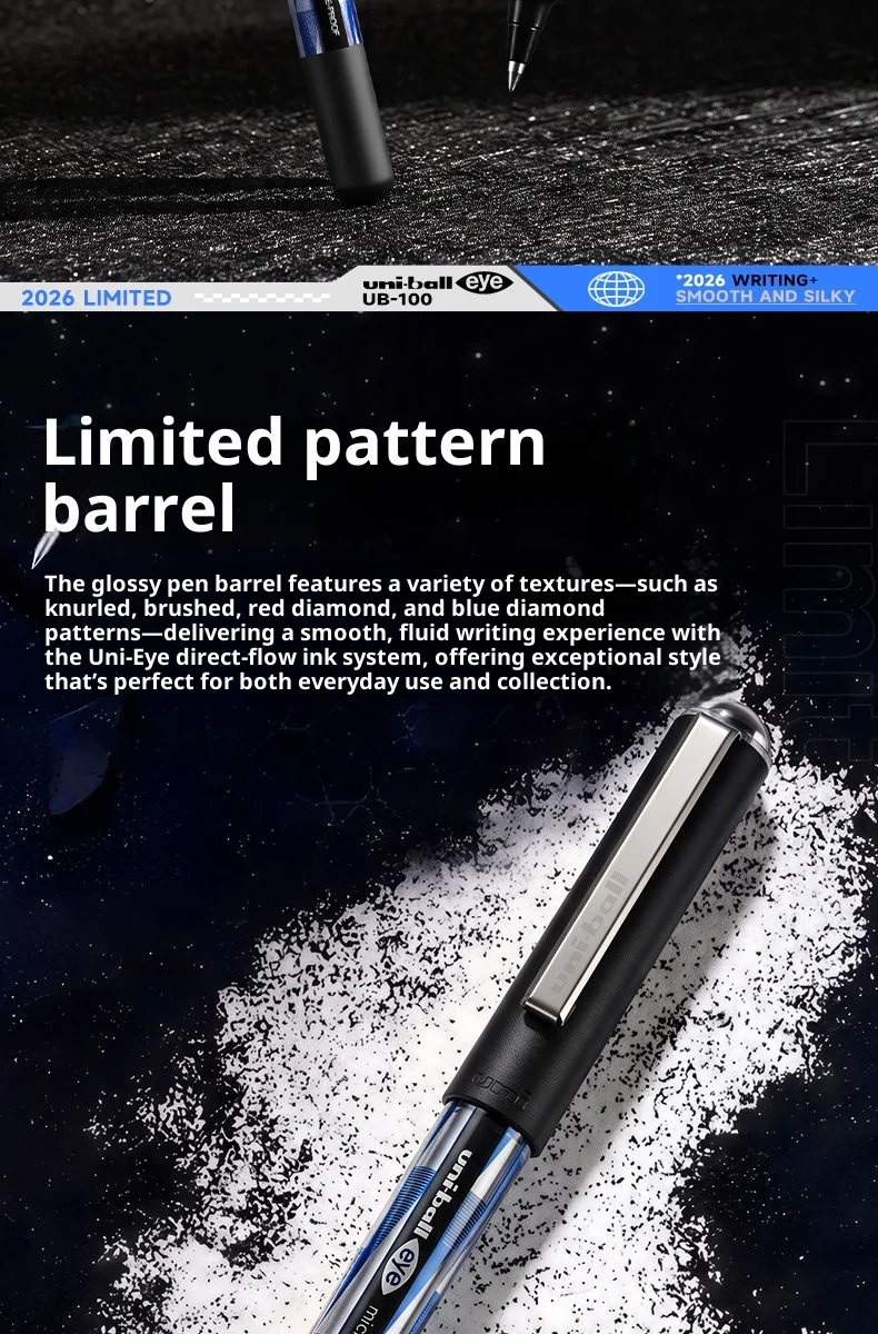 Uni Ball Eye UB-150 Kugelschreiber mit limitiertem Muster am Schaft, 0,5 mm, geschmeidiger, seidiger Schreibfluss, hohe Kapazität, japanisches Schreibwarenprodukt für den täglichen Gebrauch. – Detail 2