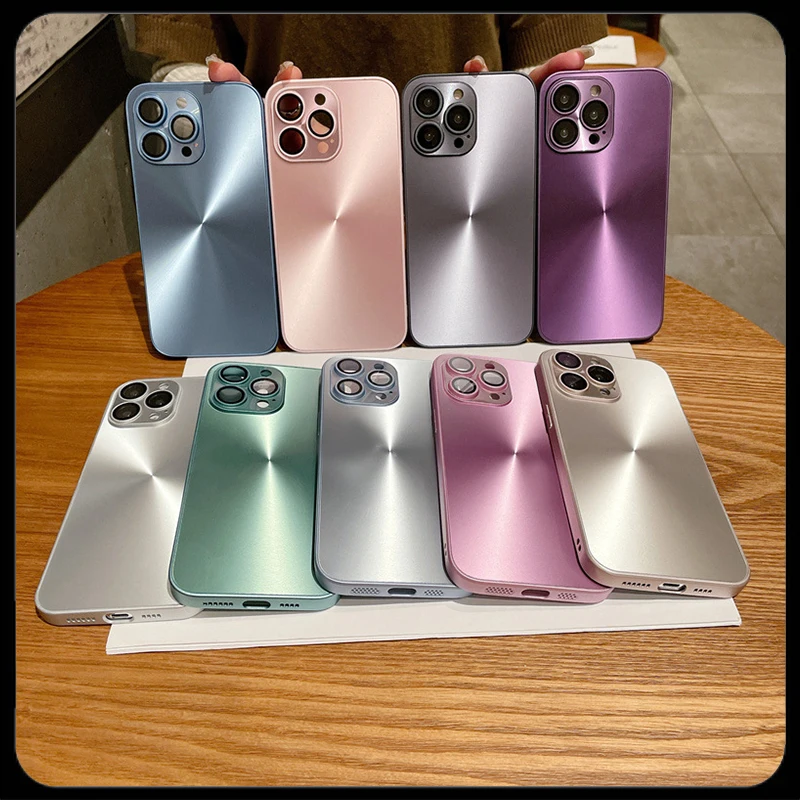 

Fashion Luxury Bling Laser Shell Solid Color Phone Case For iPhone 15 13 14 12 Pro 11 Max Plus Lens Protection Shockproof Cover