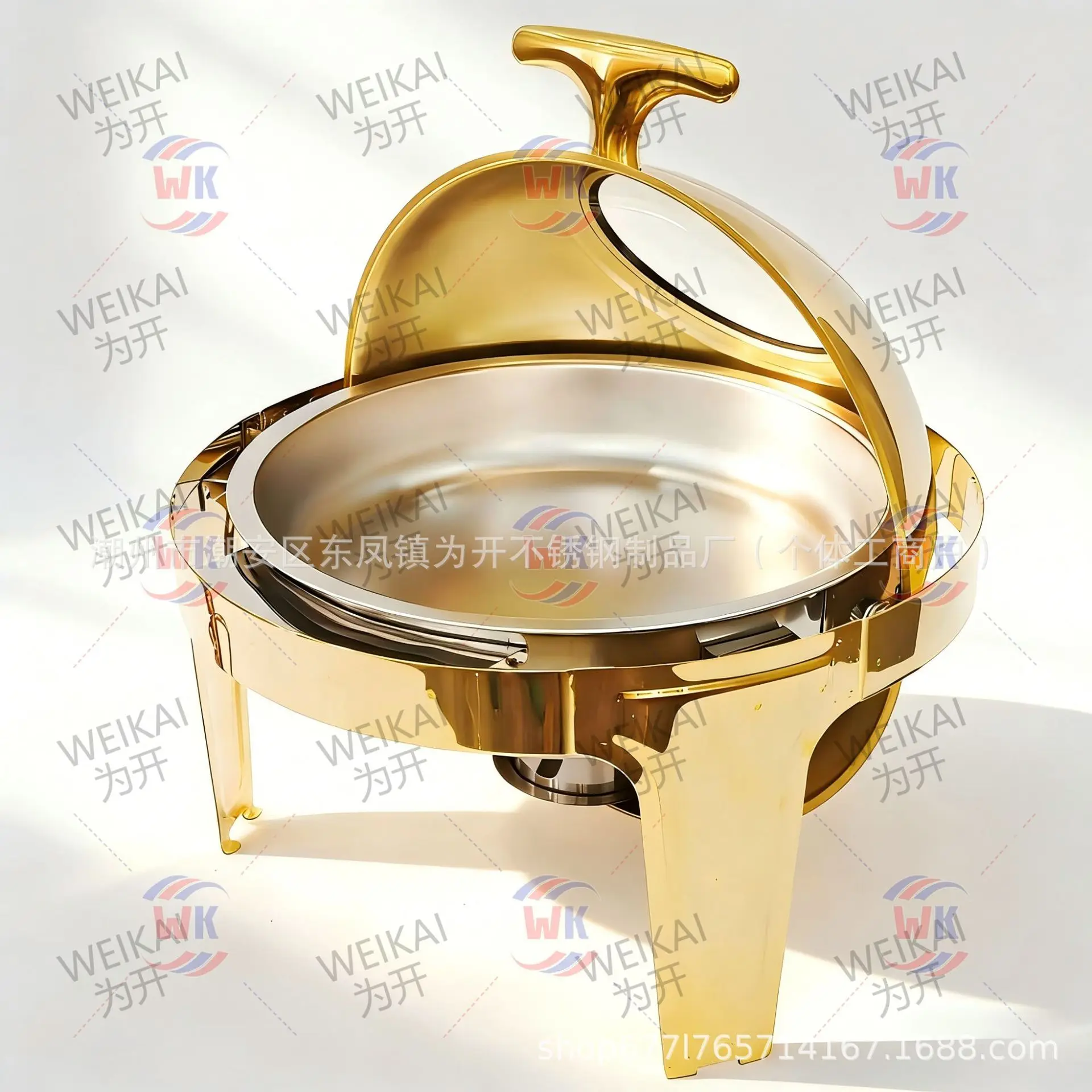 6.8QT White Ball Shaped Stainless Steel Chafing Dish, Alcohol Burner Buffet Food Warmer for Hotel Breakfast