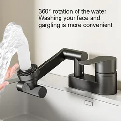 Basin Faucet Bathroom Double Hole Cold and Hot Water Tap Toilet Second Gear Sink 360° Rotating Water Mixing Valve Accessories