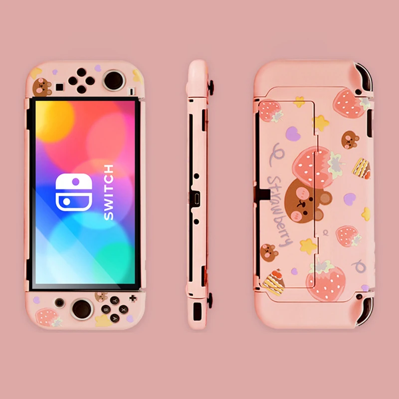 Shell per Nintend Switch OLED Simpatico coniglio Viola Rosa Custodia rigida per PC Cover completa per custodie per accessori Nintendo Switch oled NS
