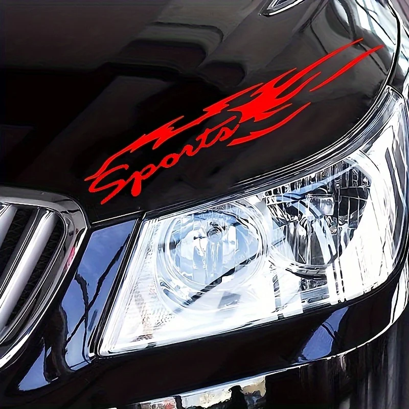 Awesome 2Pcs Red Flame Sports Auto Stickers, Nice Decals for Car Hoods, Doors, Rear Windows to Enhance Vibe