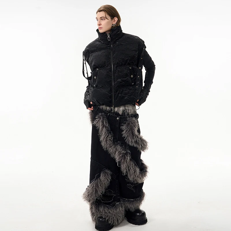 LUZHEN personnalisé Original rue haute qualité 2025 sans manches nouveau col montant gilet hommes mode couleur unie pain veste JY5494