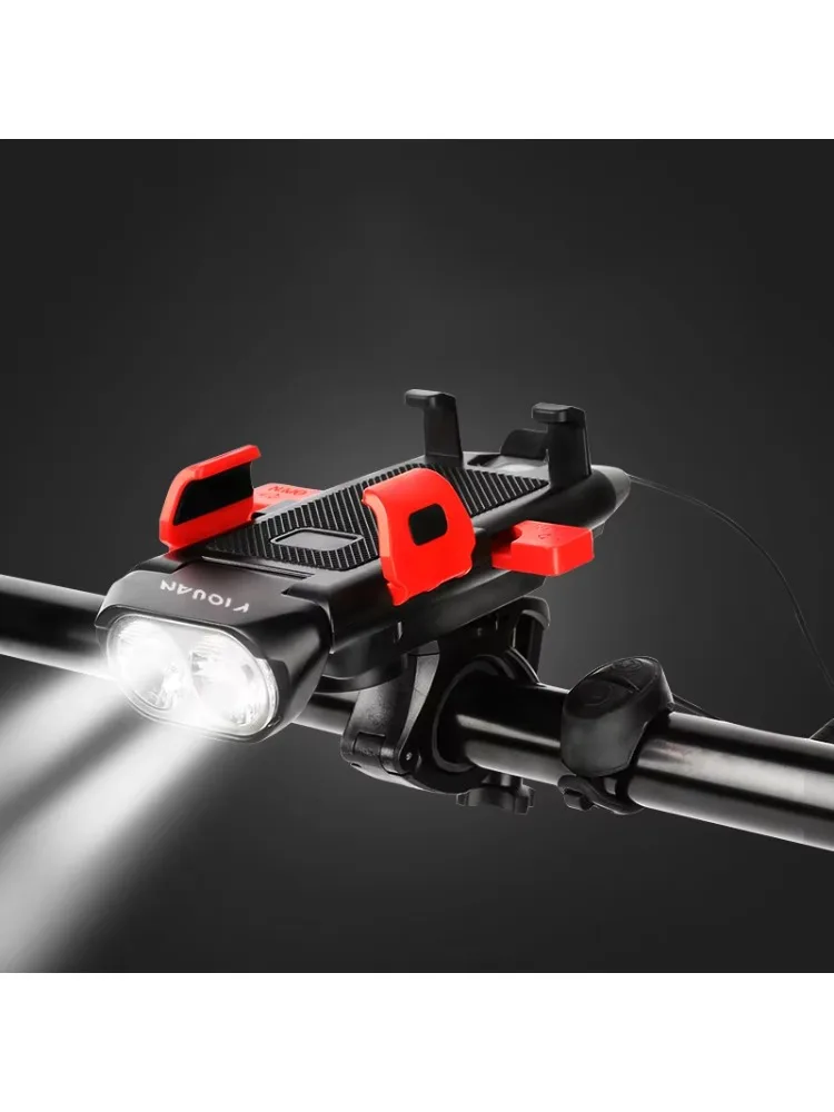 AliExpress NONE New Arriver 4 in 1 USB Rechargeable Waterproof Bike Head Lights Led Bicycle Light Horn with Phone Holder Bicycle Light
