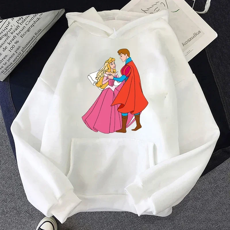 Kawaii Women White Hoodies Disney Cartoon Princess Alice Print Hoodie Tops Harajuku Autumn Casual Hooded Pullovers Sweatshirts