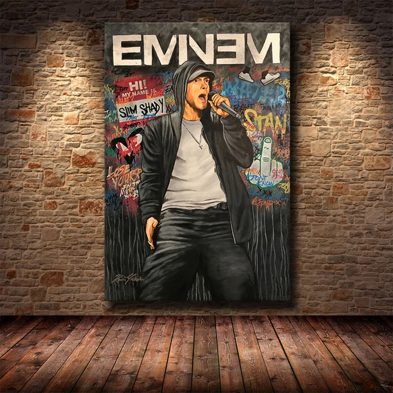 Canvas Painting Eminem Hip Hop Rap God Super Rapper Singer Music Star Posters And Prints Wall Art Picture Abstract Home Decor