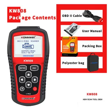 KONNWE KW808 OBD2 Scanner OBD 2 Code Reader Engine Fualt Reset Tools EOBD/CAN MS509 Auto Scanner Like OBDII Diagnostic-Tools