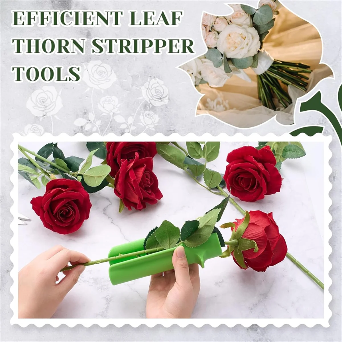 ABNJ 3 Piece Rose Thorn Stripper Tool Thorn Remover for Roses Leaf Stripper Tool Flower Cleaner Cutter to Removal Leafs