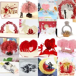 3D Pop UP Wedding Invitation Greeting Cards Valentines Day Lovers Gift Card Flower for Girlfriend Teacher Mather Day Wholesale