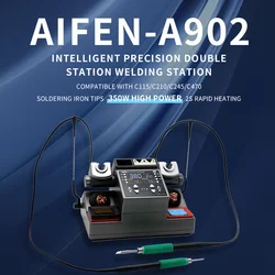 AIFEN-A902 Intelligent Double Welding Station With C210/C115 C245 Electric Soldering Iron Station for Phone PCB Repair