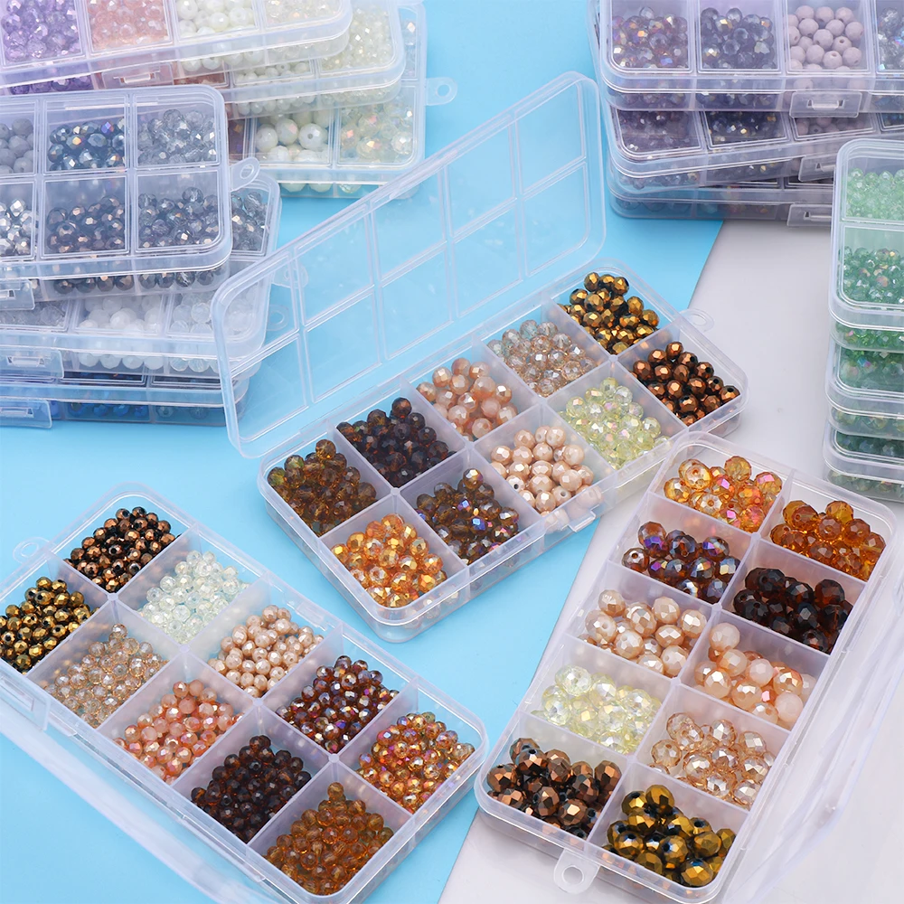 400 Teile/schachtel 6mm Kristall Rondelle Kit Facettierte Glas Runde Lose Spacer Perlen Für DIY Herstellung Charms Schmuck Zubehör Handarbeiten
