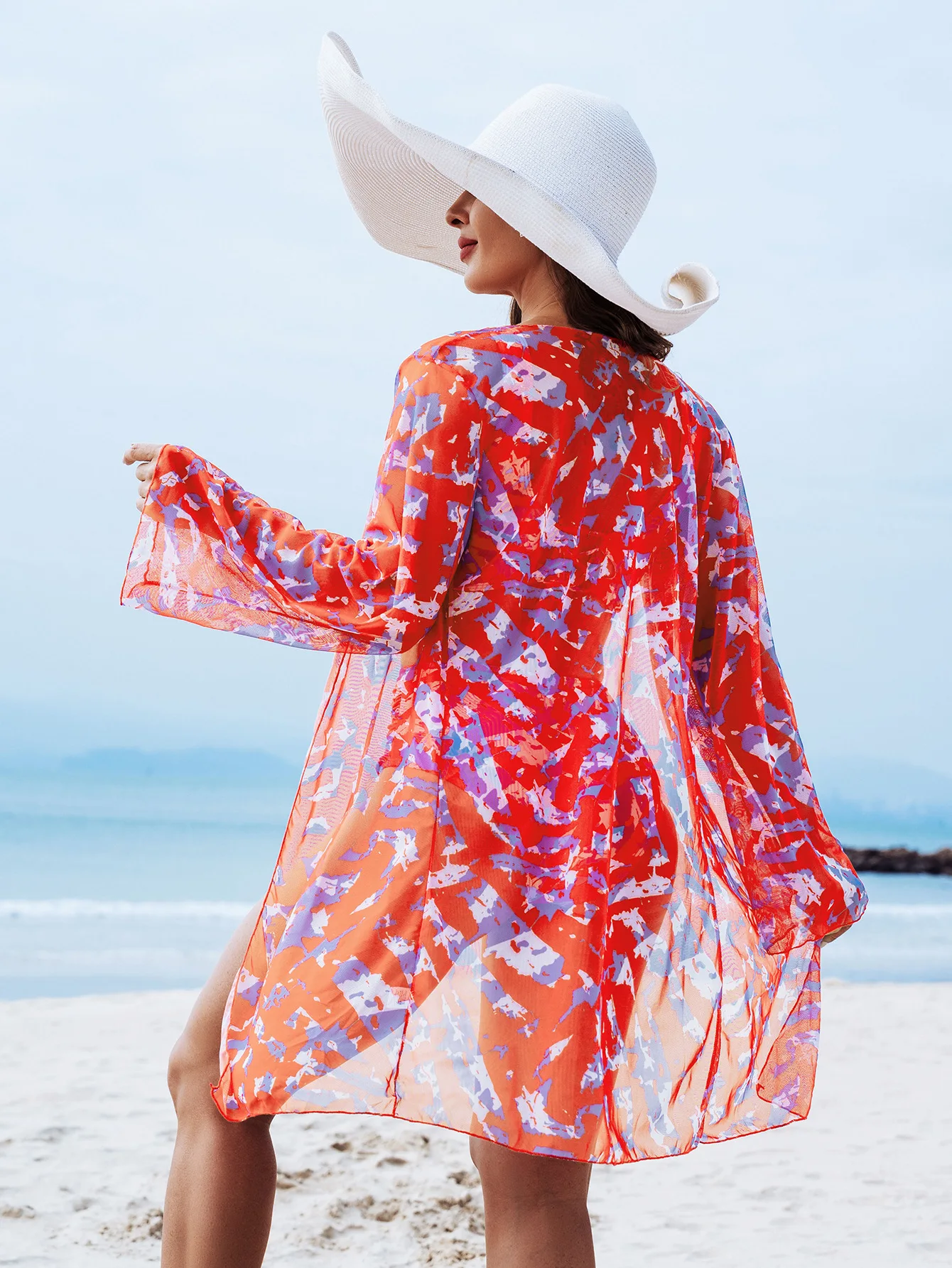 Women 3 Piece Bikini Set High Waist Swimsuit with Cover Up Push Up Padded Printing Swimwear Quick Dry Stretchy Bathing Suit