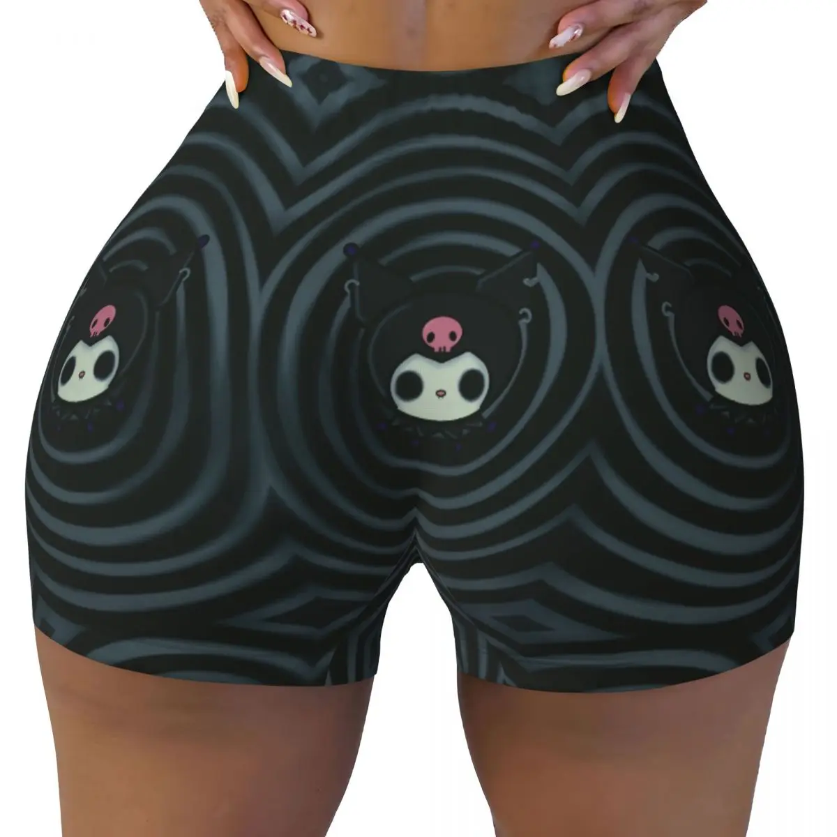 

Женские забавные шорты для йоги Kuromi с героями мультфильмов, спортивные шорты для спортзала, волейбола, байкерские шорты