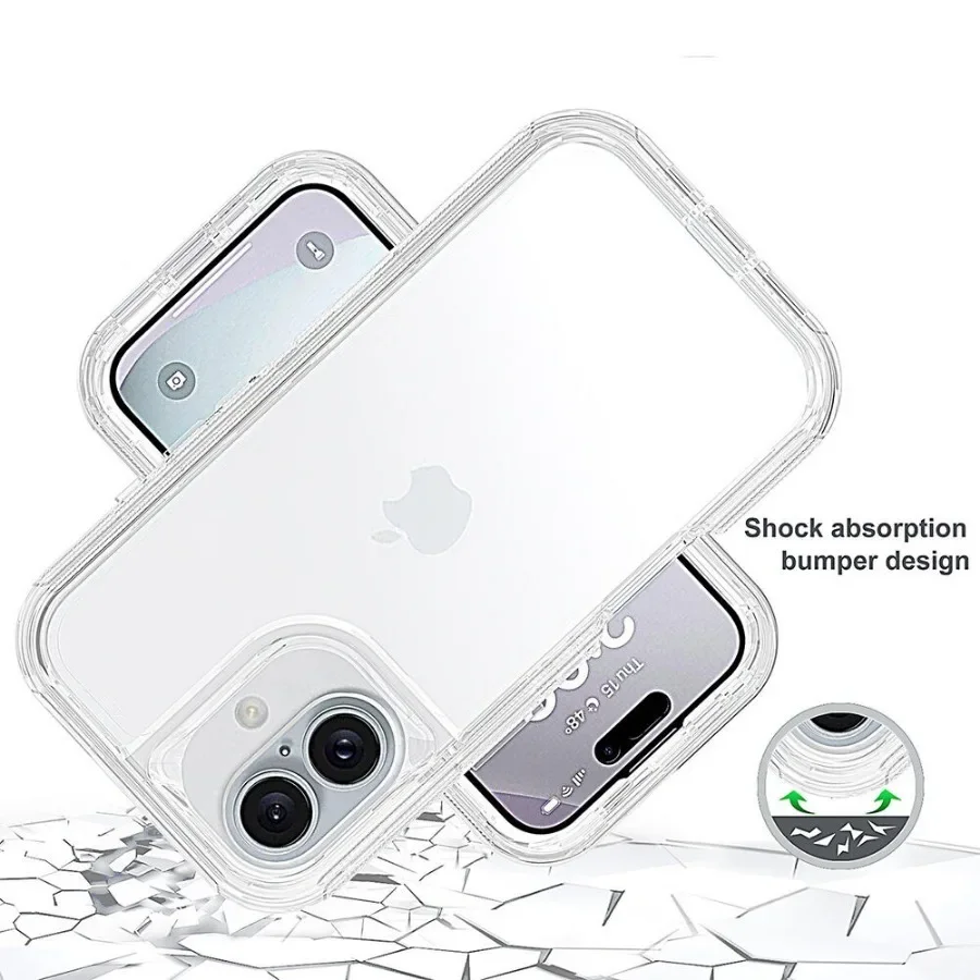 360 °   حافظة هاتف حماية شديدة التحمل لهاتف آيفون 17 Air 16e 16 15 14 13 12 11 Pro XS Max XR 8 7 Plus غطاء صلب مقاوم للصدمات ثلاثي الطبقات