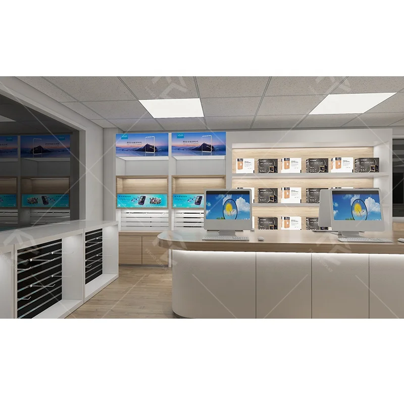 custom.Modern Computer Store Interior Design Custom Computer Office Counter Design Desktop Computer Table Shop