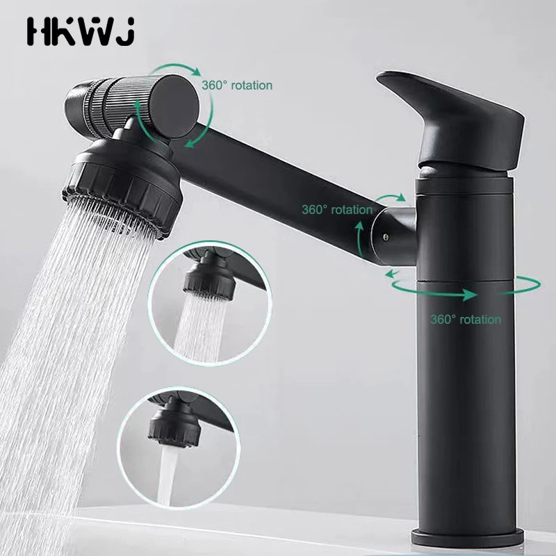 

360 Degree Rotate Stainless Steel Basin Faucets Rotate Change Water Outlet Mode Hot or Cold Sink Faucets Kitchen Bathroom Tap