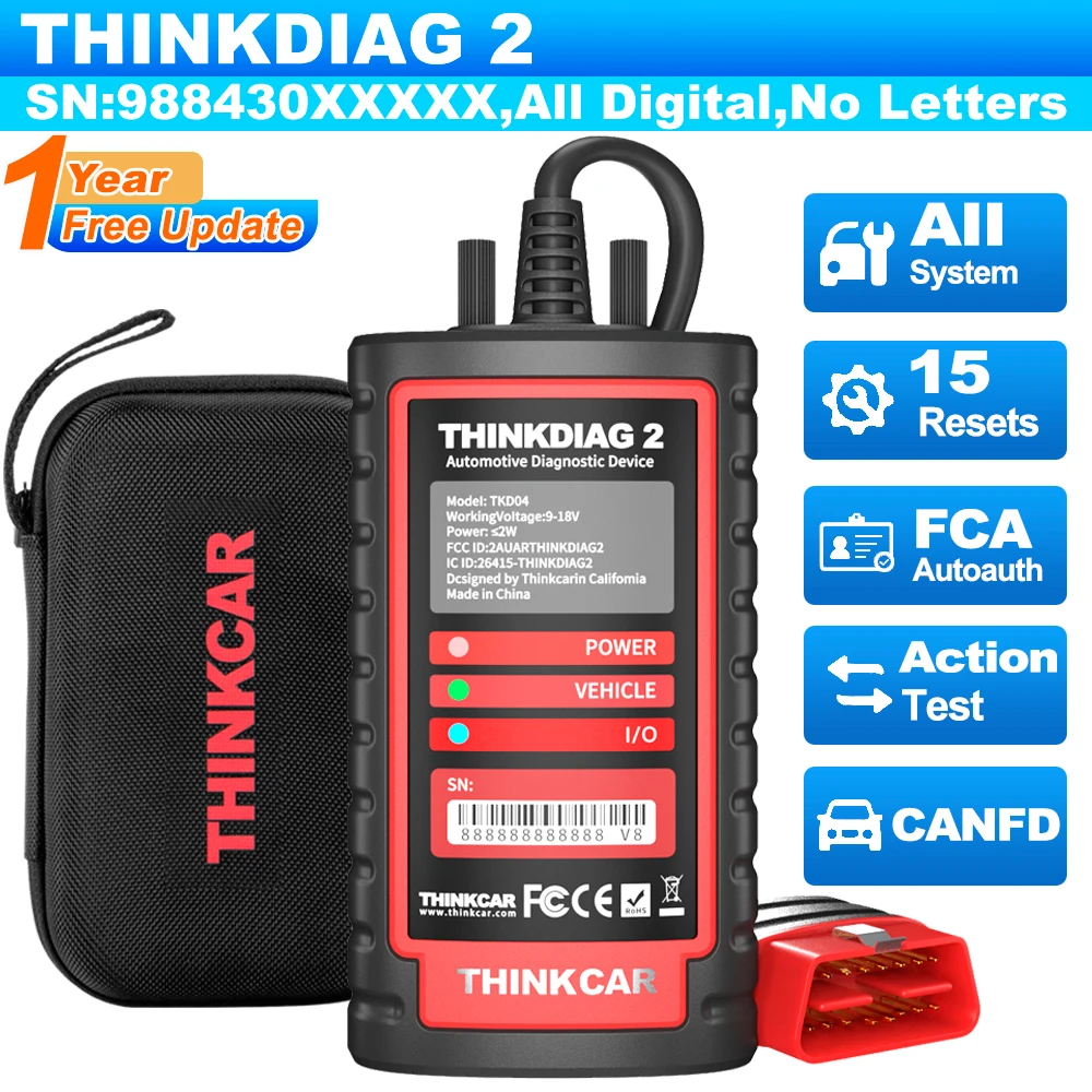 Image of Thinkcar ThinkDiag 2 ALL Software CanFD-Protokoll 15 Reset-Dienste OBD2 Auto-Diagnosegerät Bidirektionale ECU-Codierung 1 Jahr Kostenlos