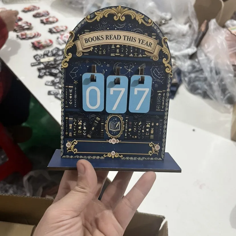 intage Wooden Book Read Counter Tracker with 30 Number Tags Up To 999 Books Challenge Counter for Home Library Classroom