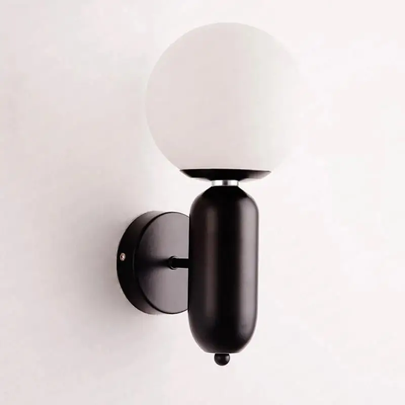 

OUDELADI White Glass ball Wall Lights Indoor Living Room Bedroom Corridor Staircase Decor Wall sconce Gold Black Light fixtures