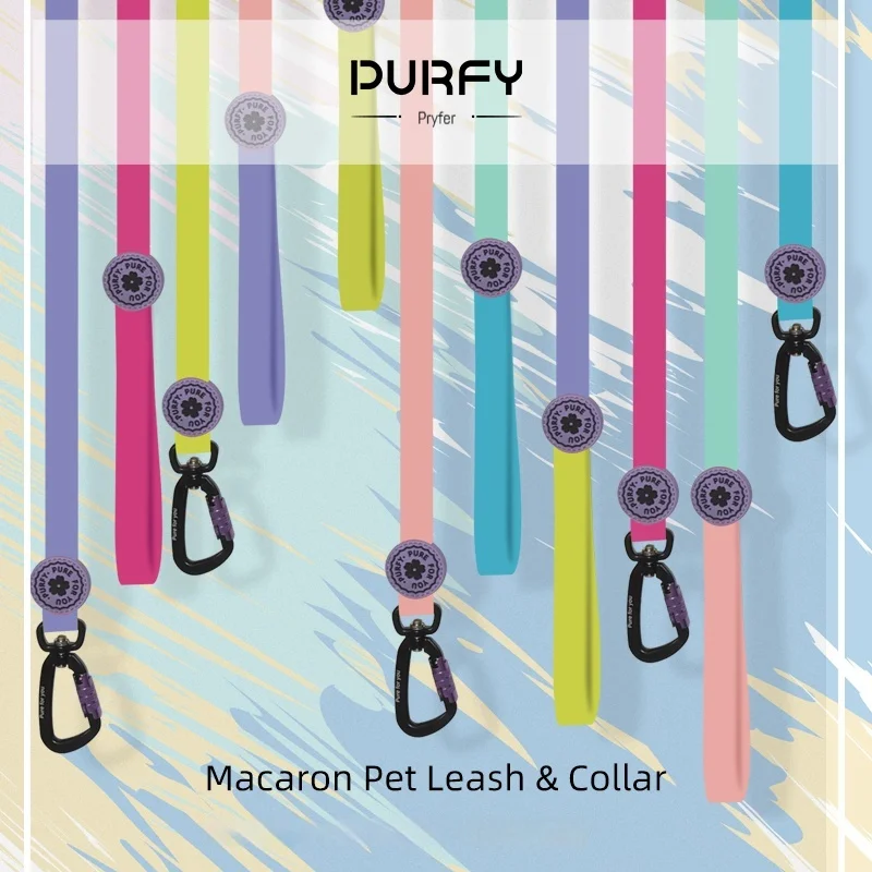 PURFY Dog Leash And Collar Macaron Series Waterproof Non Slip Durable For Small Medium Large Dogs Outdoor Walking Training