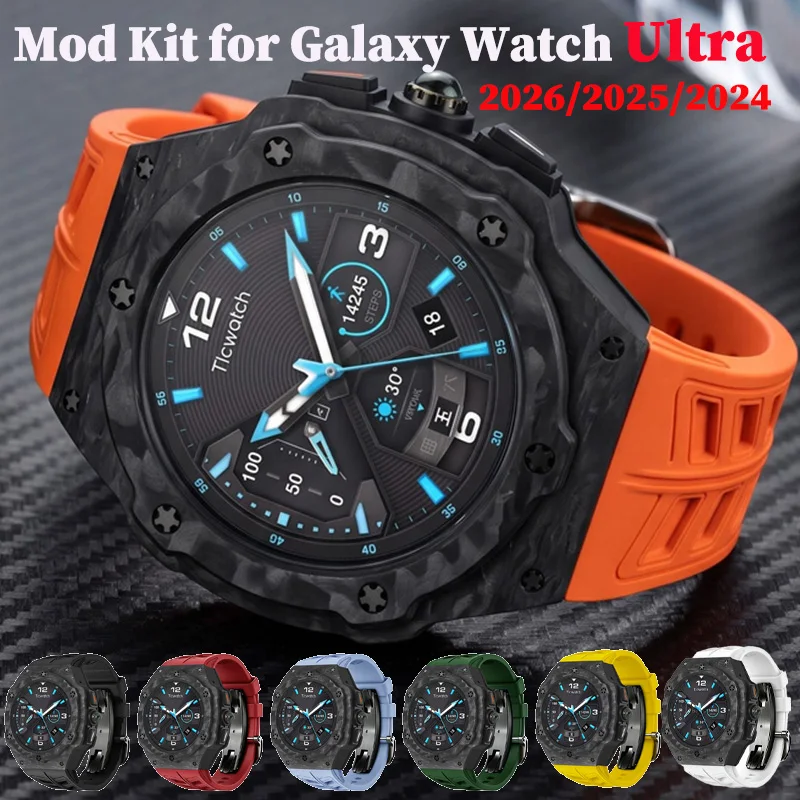 Luxury Modification Kit for Samsung Galaxy Watch Ultra 2026 47mm Carbon Fiber Case Strap for Galaxy Watch 8Ultra Band Accessorie