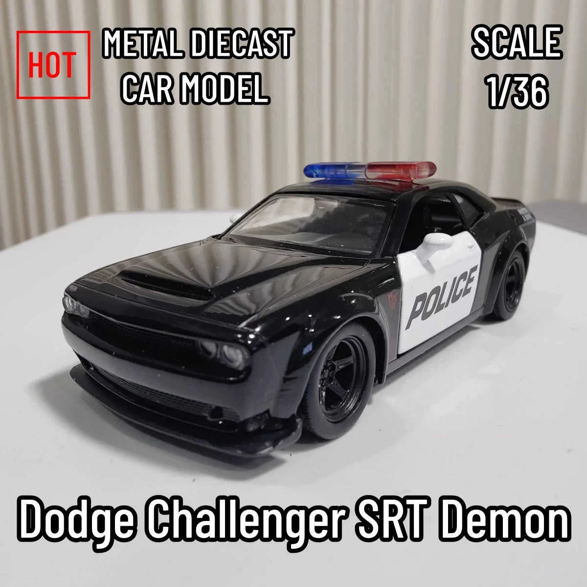 

1:36 Scale Dodge Challenger Police Car Diecast Alloy Pull Back Car Collectable Toy Gifts Child