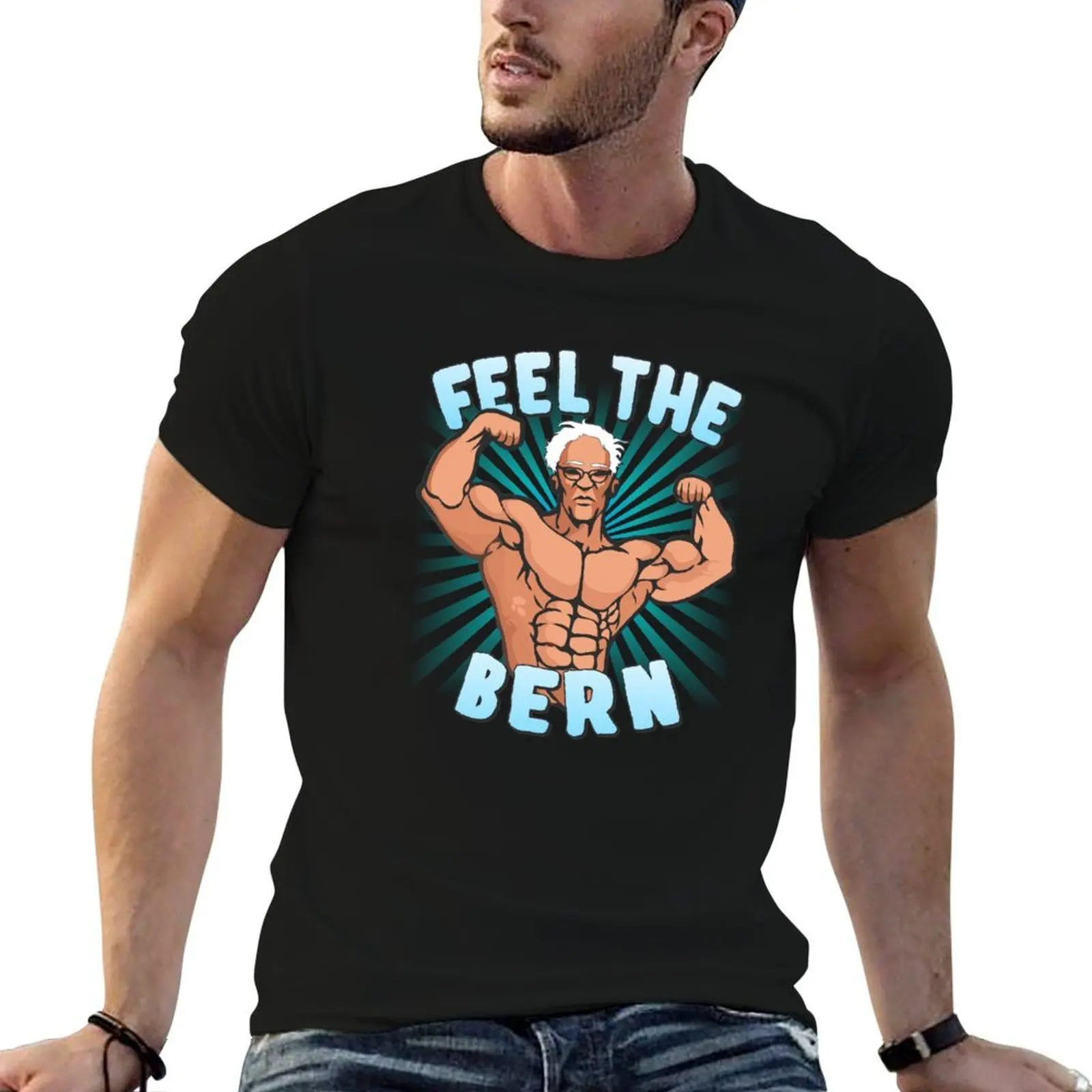 Camiseta Feel the Bern Workout Bernie Sanders 2020, camiseta de algodón para hombre, camisetas 100% de algodón para hombre