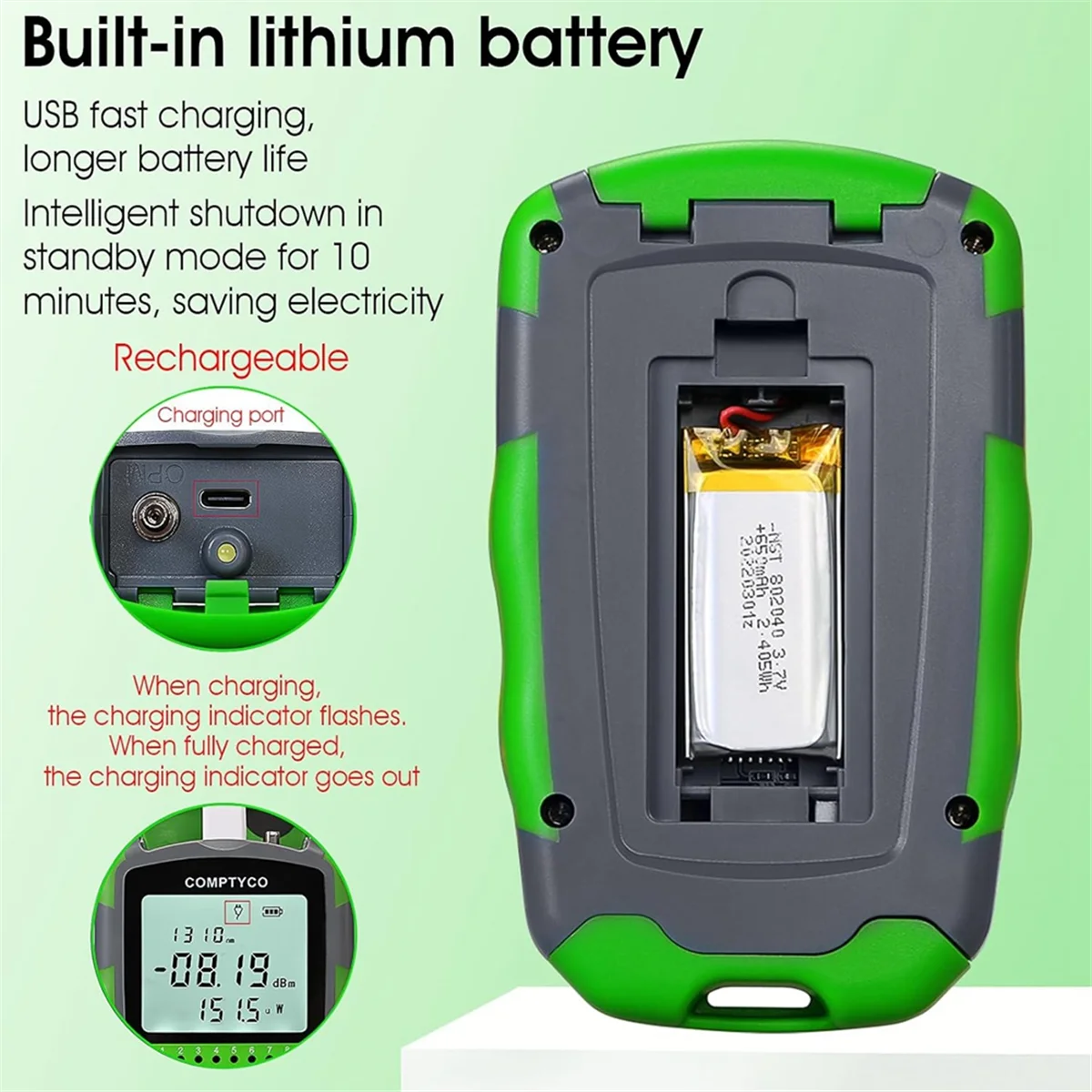 GET! Mini Rechargeable Portable Fiber Optic Cable Tester with RJ45 Network Testing MC70-VFL 30KM Fiber Optic Power Meter